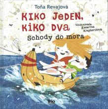 Kiko jeden, Kiko dva (Schody do mora) A girl and a boy are floating on an inflatable banana. The banana is breaking the sea surface, the children jump up and down and scream with joy. In the background, we see a sailboat, flying gulls and a person paragliding.