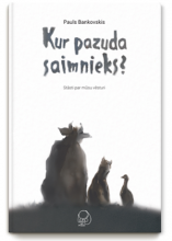 Kur pazuda saimnieks? Dark silhouettes of a cow, a cat and a duck sitting still and looking forward