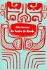 A red ink drawing that looks like an ancient totem on a pale blue background.